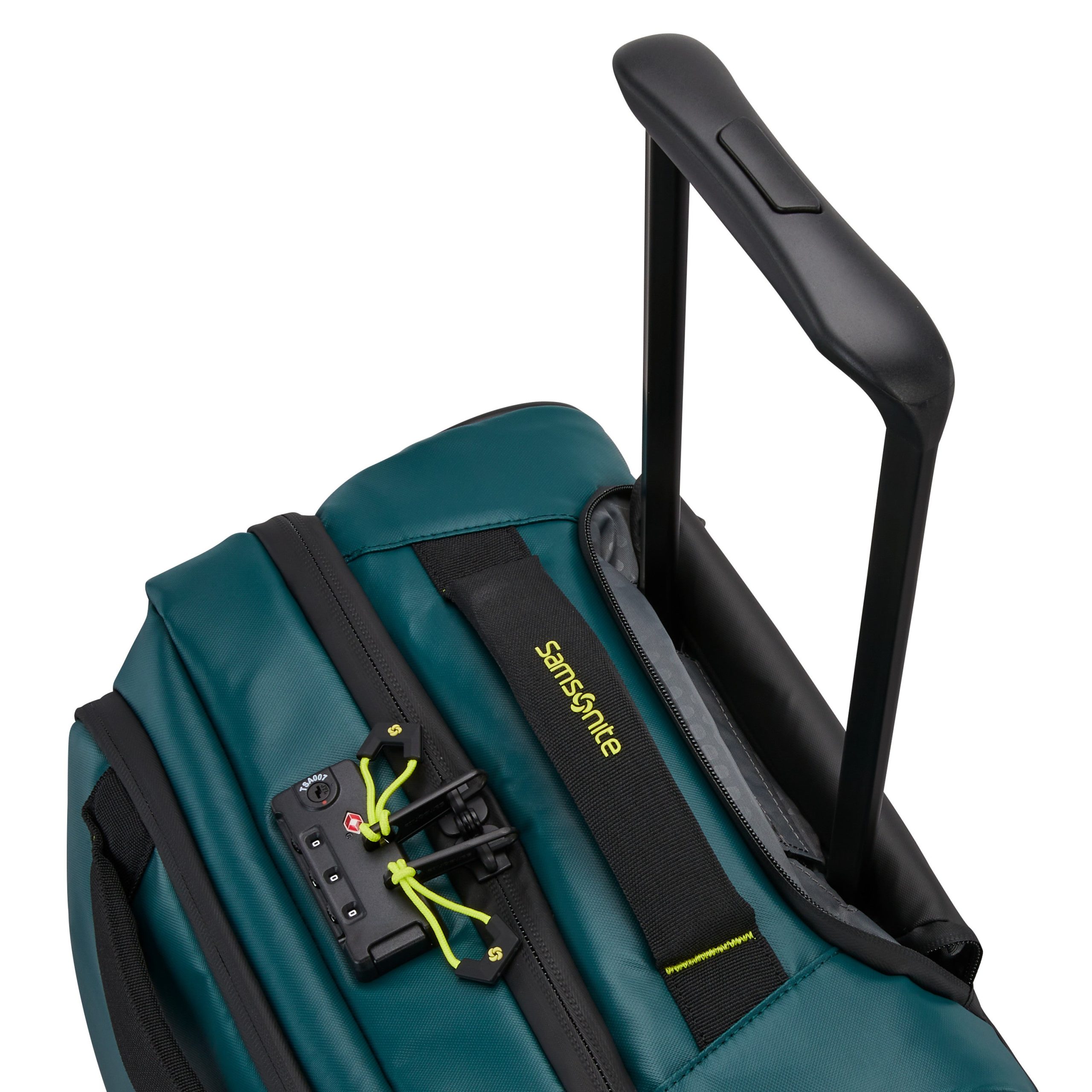 Ecodiver Carry-On Wheeled Duffel Dark Teal/Lime - Image 4