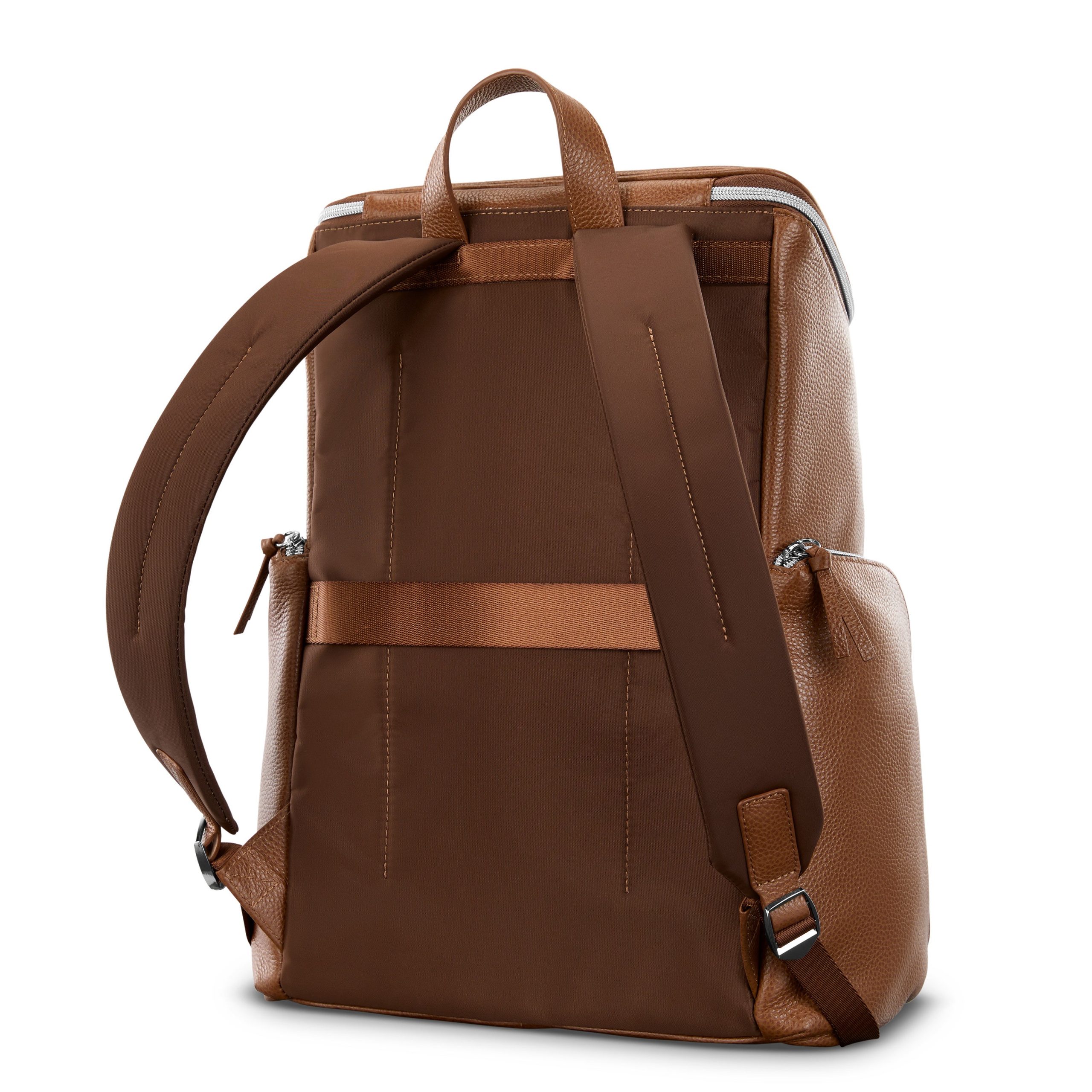 Mobile Solution 2 Leather Deluxe Backpack Cognac - Image 6