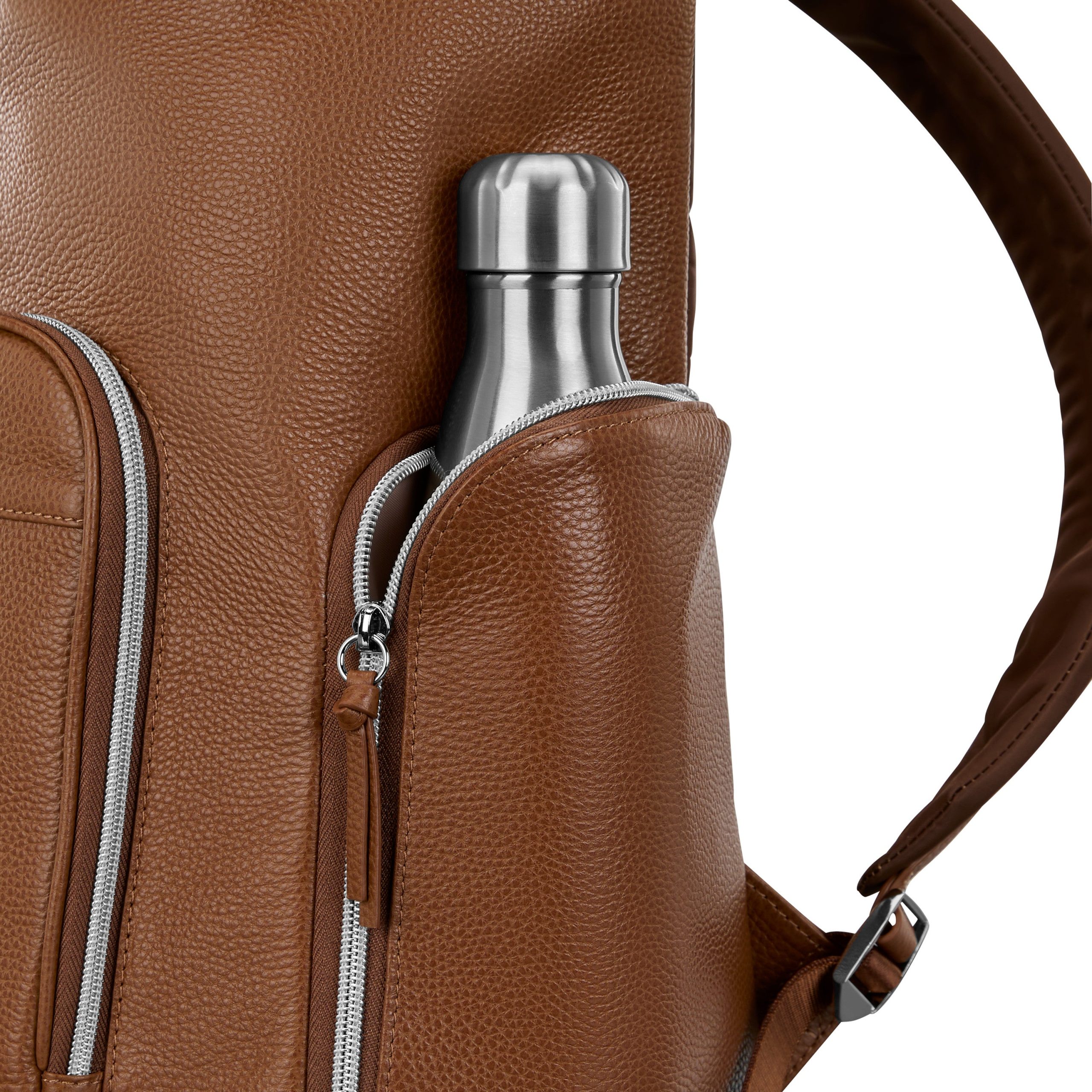 Mobile Solution 2 Leather Deluxe Backpack Cognac - Image 5