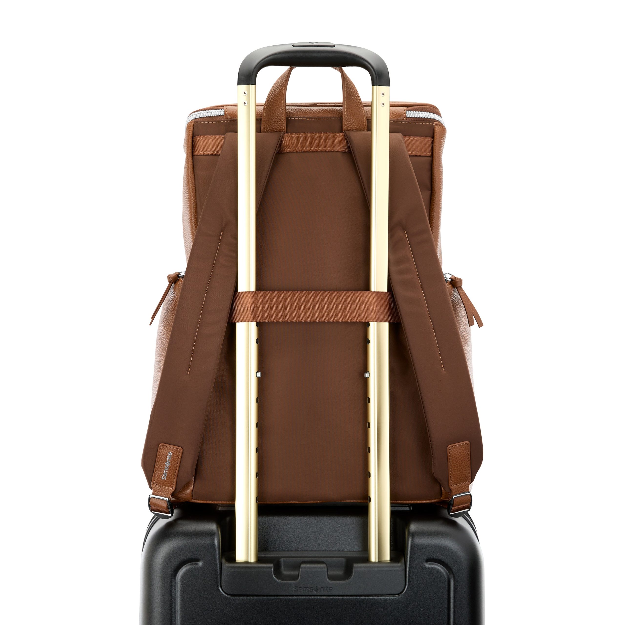 Mobile Solution 2 Leather Deluxe Backpack Cognac - Image 7